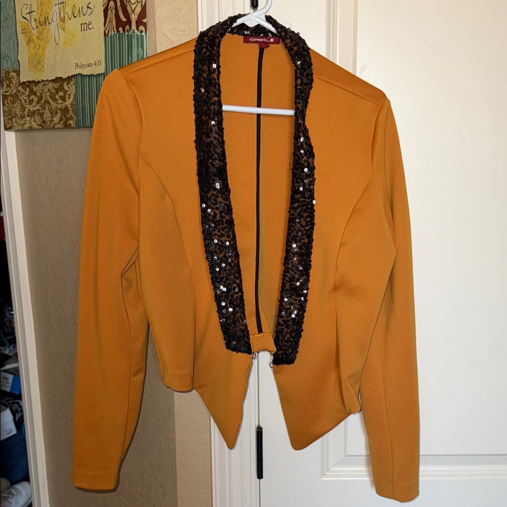 Sequin Trim Mustard Jacket